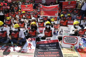 Foto van protest Myanmar