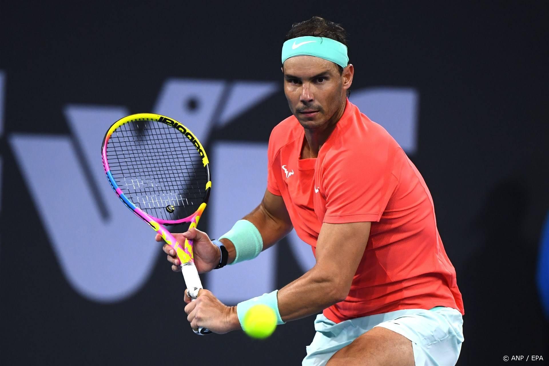 epa11058782 Rafael Nadal of Spain in action during his quarter-final match against Jordan Thompson of Australia at the 2024 Brisbane International tennis tournament in Brisbane, Australia, 05 January 2024.  EPA/JONO SEARLE AUSTRALIA AND NEW ZEALAND OUT  EDITORIAL USE ONLY  EDITORIAL USE ONLY
