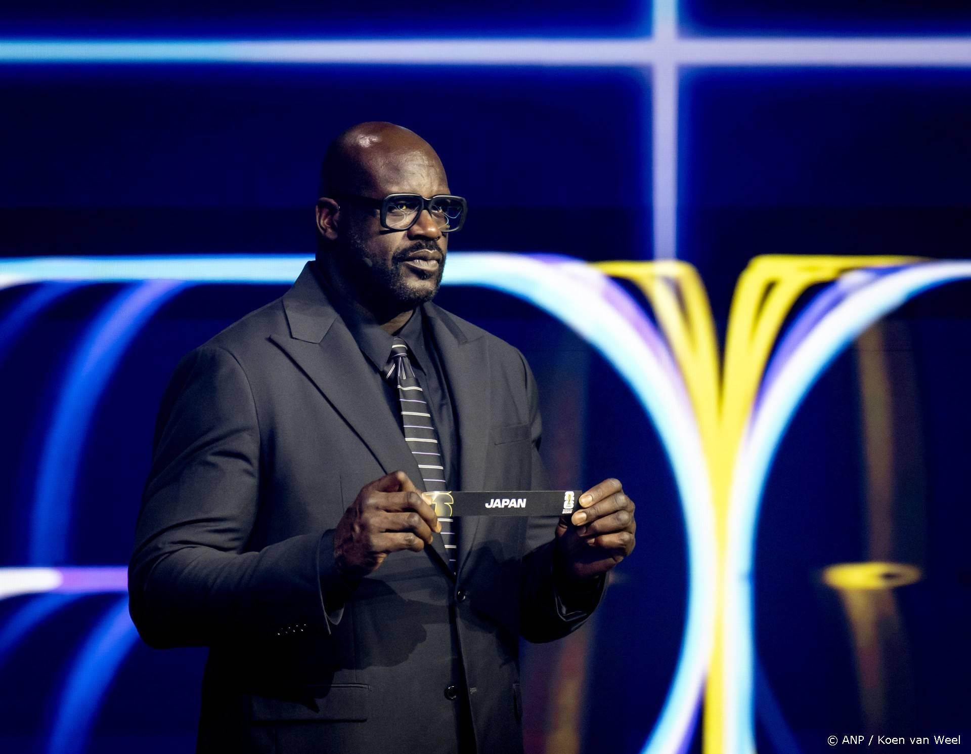 WASHINGTON - Shaquille O'Neal trekt Japan tijdens de loting voor het WK voetbal in 2026 in de Verenigde Staten. ANP KOEN VAN WEEL