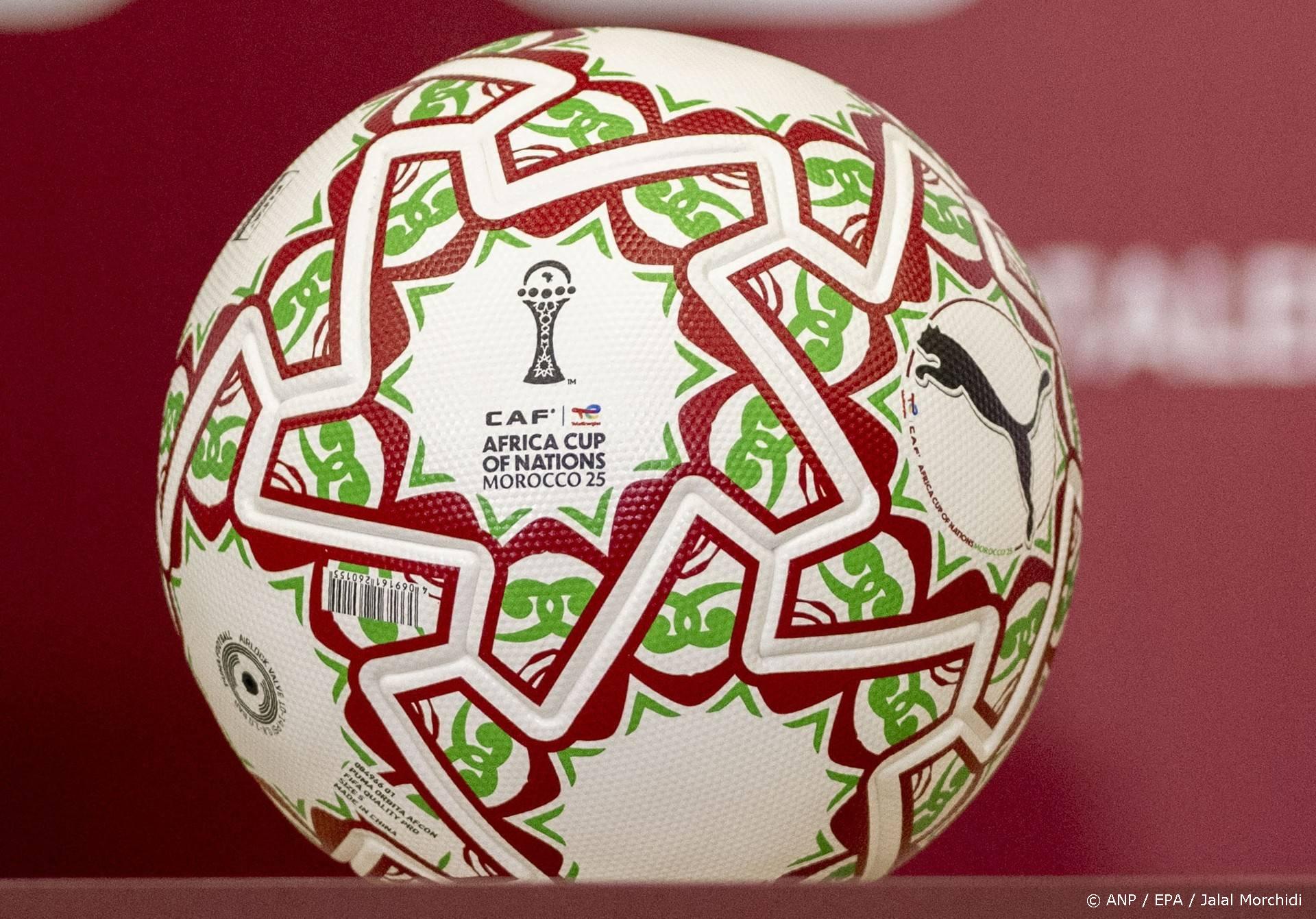epa12604605 The official ball for the CAF Africa Cup of Nations during a press conference at Prince Moulay Abdellah Stadium in Rabat, Morocco, 20 December 2025. Morocco take on Comoros in the opening game of CAF Africa Cup of Nations on 21 December.  EPA/JALAL MORCHIDI