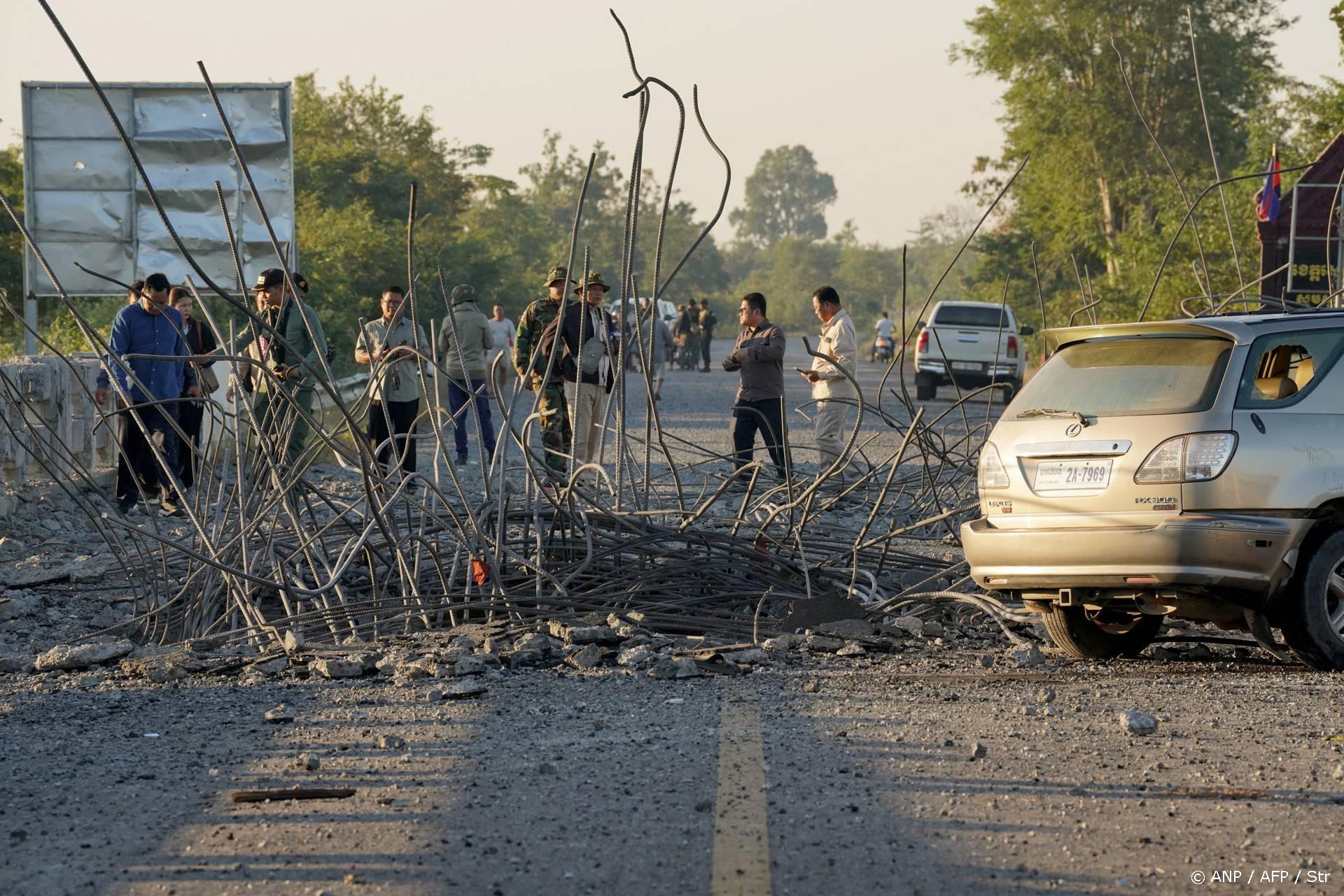 People look at a damaged bridge after Thailand carried out air strikes in an area between Cambodia's Oddar Meanchey and Siem Reap provinces on December 20, 2025. The United States hopes a renewed ceasefire will be reached by early next week to end clashes between Thai and Cambodian forces, Secretary of State Marco Rubio said on December 19.
STR / AFP