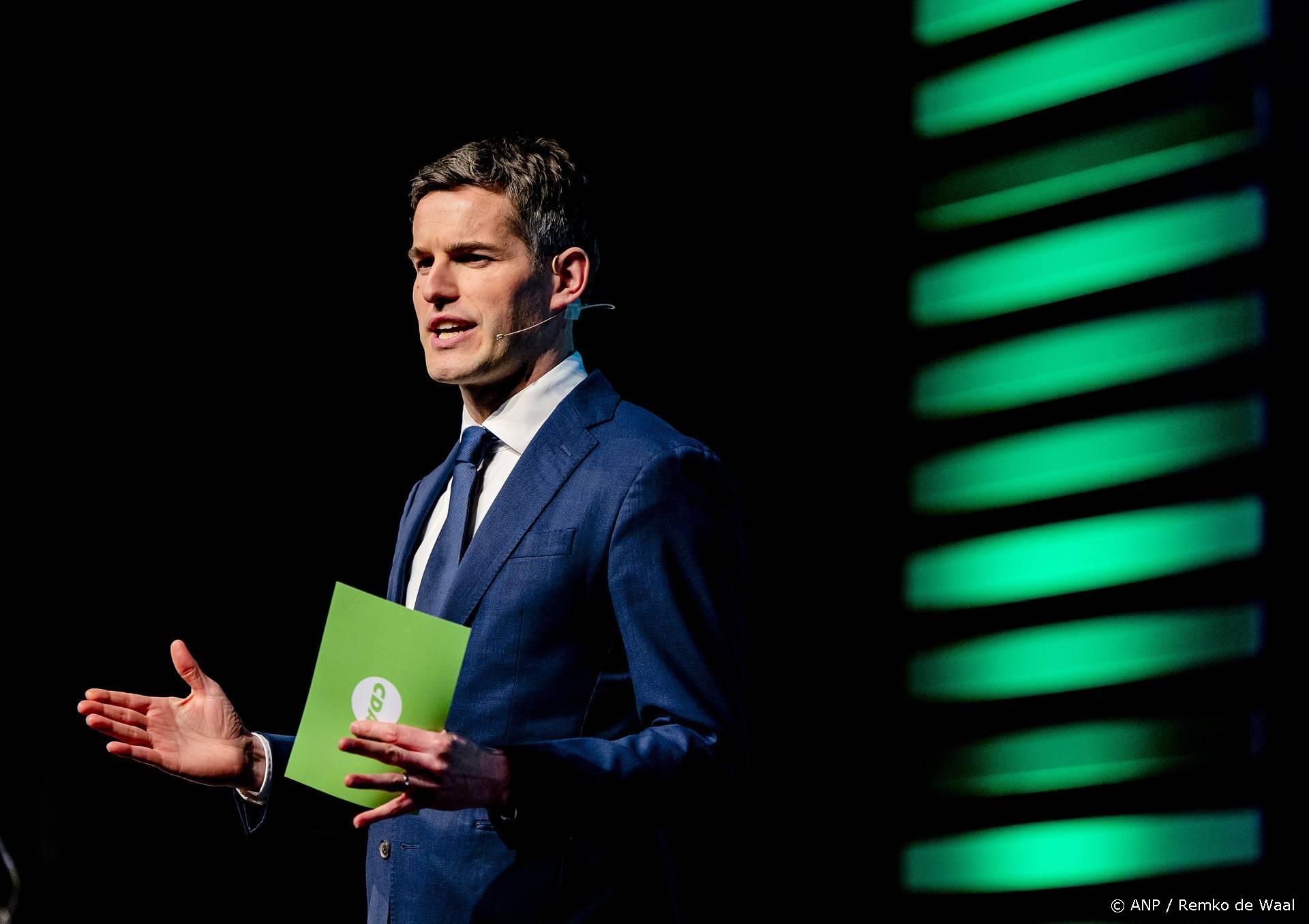 NIJKERK - Tom Berendsen, lijsttrekker in het Europees Parlement, houdt een toespraak tijdens het partijcongres van het CDA. ANP REMKO DE WAAL