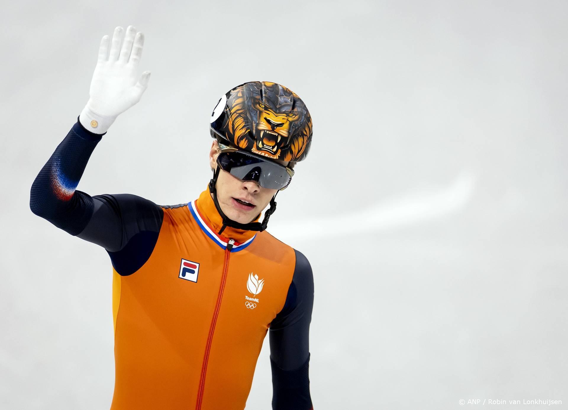 MILAAN - Jens van ’t Wout tijdens de halve finales 1.500 meter bij het shorttrack schaatsen in de Milano Ice Skating Area op de Olympische Winterspelen van Milaan. ROBIN VAN LONKHUIJSEN / ANP